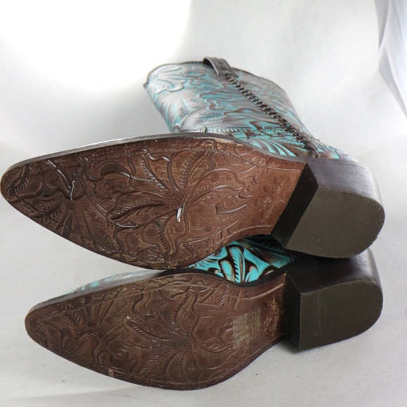 SOLD! Patricia Nash Bergamo Turquoise Tooled Boots - Picture 8 of 8